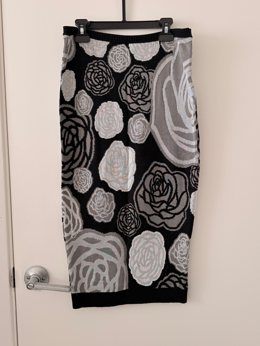 Versus Versace Black & White Baroque Floral Knit Skirt IT 38